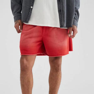 Wholesale 100% Cotton <b>Fleece</b> <b>Men's</b> Acid Wash <b>Shorts</b> Good Quality Custom Puff Printing Solid Pattern Drawstrings - Product Image 5