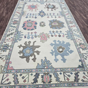 พรมปูพื้นขนสัตว์สไตล์วินเทจถักมือด้วยลวดลายแอบสแตรกปรับขนาดได้สำหรับห้องนั่งเล่นหรือห้องรับประทานอาหาร - Product Image 5