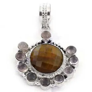Collier tendance pour femme avec pendentif en argent sterling 925 fait main, motif géométrique croisé et améthyste - Product Image 1