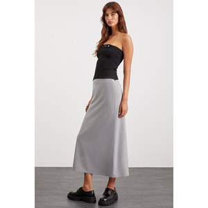 Jupe longue en tissu tissé pour femme ETHIQUET ISLA, avec fente profonde au dos, taille normale - Product Image 1