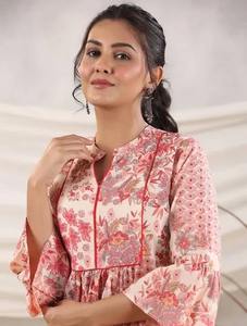 Robe indienne en coton imprimé bloc à la main Nouvelle robe à la mode à la main Tenue d'été décontractée pour cadeau de mariage - Product Image 2