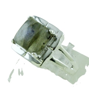 Anillo Clásico de Plata de Ley 925 con Labradorita Azul Fuego, Ideal para Bodas y Fiestas, Unisex - Product Image 1