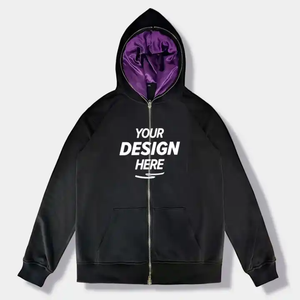 Sweat à capuche doublé en satin d'automne et d'hiver de luxe en polaire 6XL personnalisée de haute qualité avec impression en relief et manches longues - Product Image 1