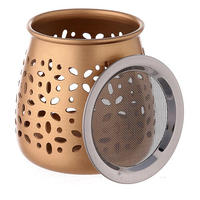 Quemador de incienso de carbón de metal con aroma de lavanda y té, fragancia de sándalo, uso religioso, diseño en relieve de flor de Altar para el hogar
