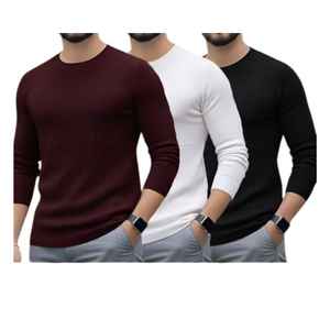 Nouveau pull en laine fine durable pour homme, écologique, polyvalent, pour l'hiver, activités de plein air, motif uni - Product Image 3