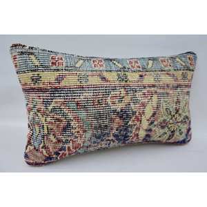 Cojín Kantha de lana bohemio Multicolor de 12x20 tejido con estampado Floral bordado Vintage cojín decorativo Floral - Product Image 2