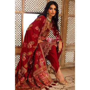Costume en satin de soie brute brodé 3 pièces avec dupatta SP-52058 - Product Image 2