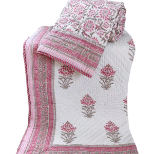Couette réversible 100% coton fabriquée à la main Queen Size Hand Block imprimé Design traditionnel léger pour l'hiver fait à la main - Product Image 1