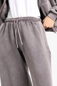 2025 Custom Logo Winter Flat <b>Lace</b> Fleece Women's Cozy Open Hem Joggers Pants Mid Waist Workout Sweatpants Wholesale Lounge Pants - Product Image 3