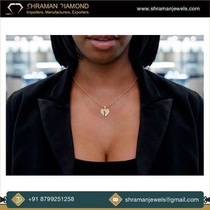 Pendentif Coeur Brisé en Diamant de Laboratoire 0.5TCW Or Massif 10K 14K 18K VVS DEF Glacé Personnalisé Unisexe Hip Hop Bijoux Cadeau - Product Image 4