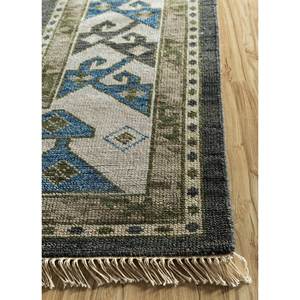 Alfombra de Lana Anudada a Mano Savana, Gris y Negra, con Patrón Geométrico y Abstracto para el Hogar, Pasillo y Sala de Estar, Modelo AKWL-1151 - Product Image 4