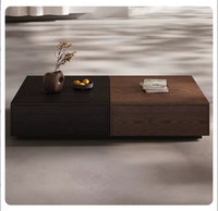 Table basse en bois de noyer noir de style italien, luxe léger, avec espace de rangement pour salon, petit appartement, meubles de salon
