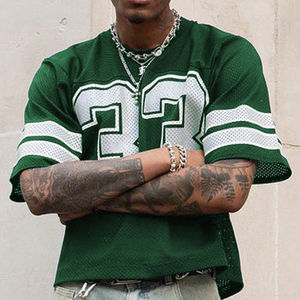 Camiseta de malla Sexy para chicas con logotipo personalizado de alta calidad, camiseta de gran tamaño Boxy Street Wear, camiseta de Hip Hop, camiseta de malla para mujer - Product Image 1