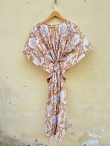 Hecha a mano 100% algodón Floral impreso Kfatan Robe mujeres Casual playa desgaste verano Otoño Invierno primavera ODM - Product Image 5