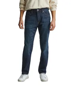 Celana jeans pria ukuran Plus, celana Denim pria, celana jins ketat, ritsleting tahan lama, celana Jeans pria ukuran Plus, desain custo