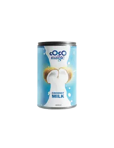 Bebida de leite de coco de alta qualidade por atacado em lata de 400ml, exportador da Índia, garrafa de leite de coco mais vendida, orgânica e saudável