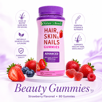 Gummies Cheveux Peau Ongles – Complément Beauté à la Biotine Saveur Fraise – Vitamines pour la Croissance des Cheveux, Soin de la Peau et Soutien des Ongles – OEM