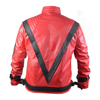 Jaket kulit merah-kulit imitasi, dua kantong samping, jaket kulit lapisan kualitas untuk pria dengan warna kustom