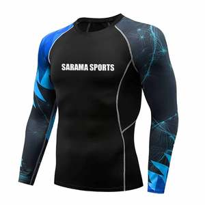 เสื้อรัดกล้ามเนื้อ MMA แบบขายส่งสำหรับผู้ชาย คุณภาพสูง ผลิตจากโพลีเอสเตอร์ แขนยาว สีและโลโก้ตามสั่ง - Product Image 2