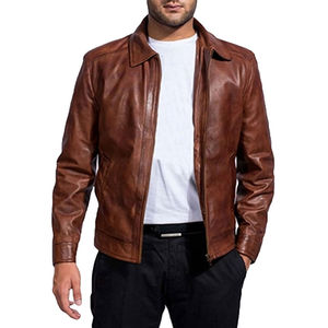 Dernier design personnalisé haut de gamme en cuir de vachette véritable de haute qualité Long manteau respirant Style vintage OEM veste en cuir pour hommes - Product Image 5