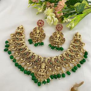 Luxury <b>Gold</b>-Plated Lakshmi Radiance Temple <b>Jewellery</b> <b>Set</b> Necklace & Earrings <b>Set</b> Wedding Anniversary - Product Image 2