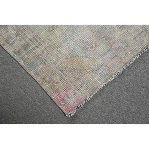 พรมวินเทจตุรกี ขนาด 2.3x7.3 ฟุต (71x223 ซม.) พรมขนสัตว์ลายดอกไม้สีเทา - Product Image 5