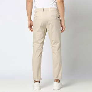 <b>Men's</b> <b>Khaki</b> Straight Leg Cotton Pants Mid Waist Flat Front Casual Anti-Wrinkle Side Pockets Spring Style - Product Image 3