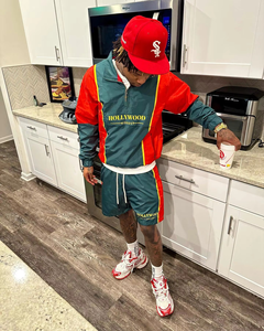 Ensemble court d'été pour hommes grande taille coupe-vent en polyester imprimé et nylon survêtement brodé par fermeture éclair survêtement pour hommes sur mesure - Product Image 1