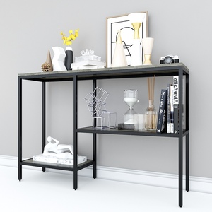 Minimalist 3-Tier <b>Console</b> <b>Table</b> in Unique Brown Wood Finish for Entry Villa Living Room Hotel Bedroom CST012 - Product Image 3
