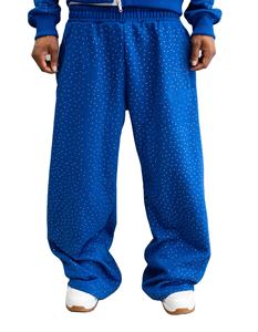 Pantalones Deportivos Holgados de Felpa Francesa de Algodón Grueso con Lavado Ácido, Adornados con Perlas y Diamantes de Imitación para Hombre, OEM - Product Image 1