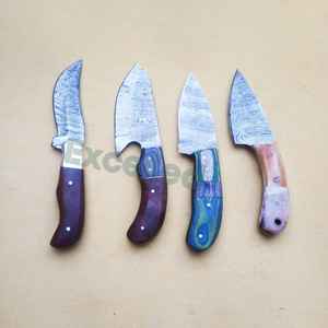 Cuchillo de caza de acero de Damasco hecho a mano, cuchillo desplumador para llevar todos los días, cuchillo de hoja fija, mango de madera con Funda de cuero - Product Image 3