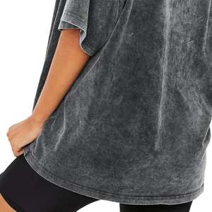 Camiseta de mujer lavada con piedra para ropa de calle, camiseta personalizada de algodón 100% de gran tamaño lavada Vintage para mujer - Product Image 3