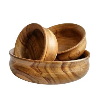 Grand bol à fruits en bois d'acacia rustique et écologique pour la présentation sur table et le service de collations Ustensiles de cuisine décoratifs pour la salle à manger - Product Image 6