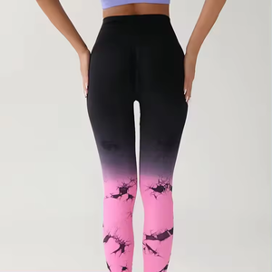 High Waist Seamless Yoga Pants Solid Tie Dye V-Cut Scrunch Butt Fitness Gym Leggings Squat-<b>Proof</b> Workout - Product Image 1