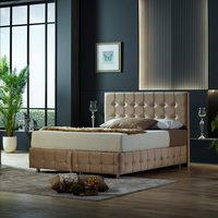 Ensemble de chambre complet Berfa : Lit européen rembourré, matelas, meubles modulaires avec système de levage hydraulique et rangement, emballé roulé