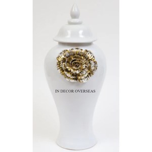 Frasco de jengibre de Metal de calidad superior recubierto de polvo de Color blanco y chapado en oro de alta calidad de diseñador elegante único más exigente - Product Image 3