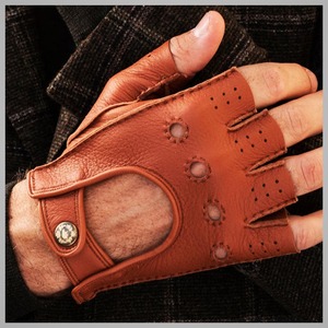 Trending New Men's Brown Sheepskin Genuine Cropped Leather Guantes de conducción para invierno Logotipo personalizado y opciones de diseño Estilo al aire libre - Product Image 1