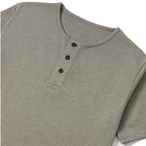 Lightweight 100% Cotton <b>Men's</b> <b>Henley</b> Neck T <b>Shirt</b> Breathable 180 GSM Plain Short Sleeve <b>Henley</b> T <b>Shirts</b> For Summers - Product Image 2