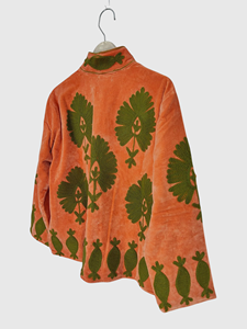 Chaqueta de Terciopelo con Cuello Mao y Patrón de Cactus Bordado, Manga Larga, Corte Regular, para Adultos, Ropa de Otoño - Product Image 4
