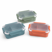 Conteneurs de préparation de repas en plastique monocouche de 970 ml, vente en gros OEM, avec plateau à 2 compartiments et couvercle ventilé pour réchauffage au micro-ondes