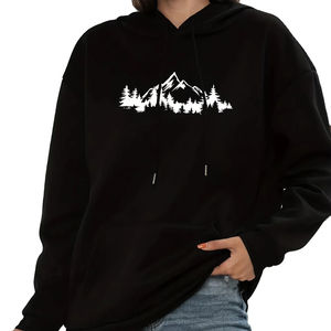Sudadera con capucha con cordón y estampado de montaña para mujer, sudadera informal de manga larga con bolsillo de canguro y ajuste relajado - Product Image 3