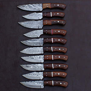 Couteau de chasse en acier Damas en bois de rose de qualité industrielle, taille personnalisable, lame fixe, couteau utilitaire de camping, couteau à désosser, OEM, extérieur - Product Image 1