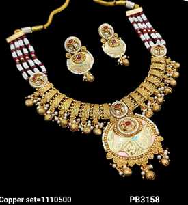 Wonderful Indian Real Kundan Premium Quality Square Shape Minakari Work Jaypuri <b>Necklace</b> With <b>Pearl</b> <b>Drop</b> Earrings Set For Womens - Product Image 1
