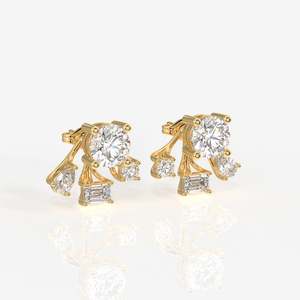 Radiant Star 14k Gold <b>Stud</b> Earrings Moissanite Product Category - Product Image 2