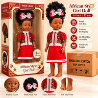 Poupée africaine TUSALMO de 14 pouces, noire, en vinyle souple, cheveux bouclés, pour filles, cadeau de fête, possibilité de personnaliser les vêtements, emballage OEM ODM