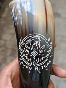 Corne à boire Viking fabriquée à la main avec support Agate Grande corne de buffle Viking personnalisée pour boire Hornfaizacraft - Product Image 5