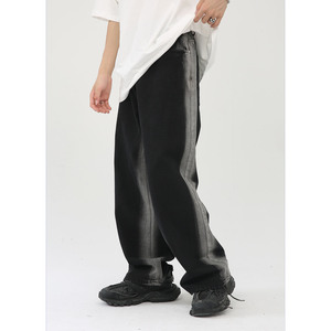 Pantalones Vaqueros de Mezclilla Personalizados para Hombre, 100% Algodón, Estilo Moderno, Lavados, Corte Recto, Pierna Ancha, Talla Grande, Holgados - Product Image 2