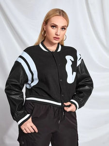 Vestes Letterman Varsity College personnalisées en couleurs pour femmes dames avec des patchs de broderie en chenille personnalisés en gros - Product Image 4