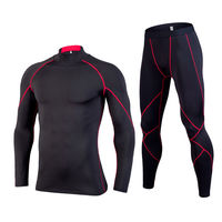 Ensemble de vêtements de sport pour homme, collants de compression pour la gym, entraînement, jogging, course à pied, respirant, séchage rapide, spandex/polyester