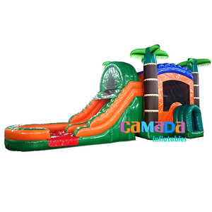 Castillo inflable gris al aire libre para niños Fun Jump House Combo para fiestas de Casa de rebote - Product Image 5